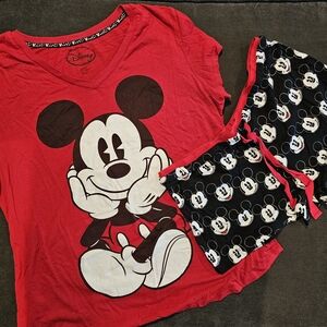 B1G1! Disney Mickey Mouse Red T-Shirt and Black Shorts Set